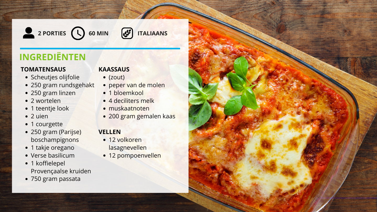 Ingrediënten lasagne met pompoenvellen